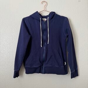 Pact full zip cropped hoodie sweatshirt navy blue